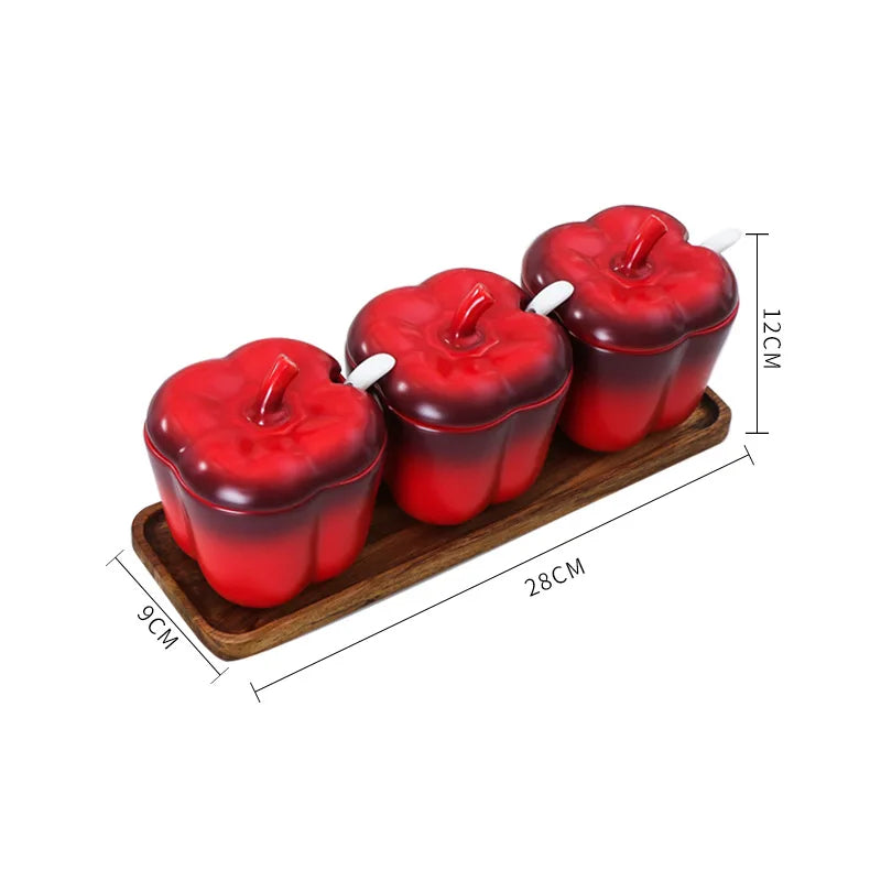 Cerâmica moderna conjunto de tempero jar cozinha do agregado familiar açúcar frasco de sal com tampa frasco grande capacidade de armazenamento de alimentos caixa de cozinha recipiente