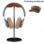 Preto Walnut Madeira e Alumínio Headphone Stand, Nature Walnut Gaming Headset Holder, Base de Metal Sólida, Table Desk Display
