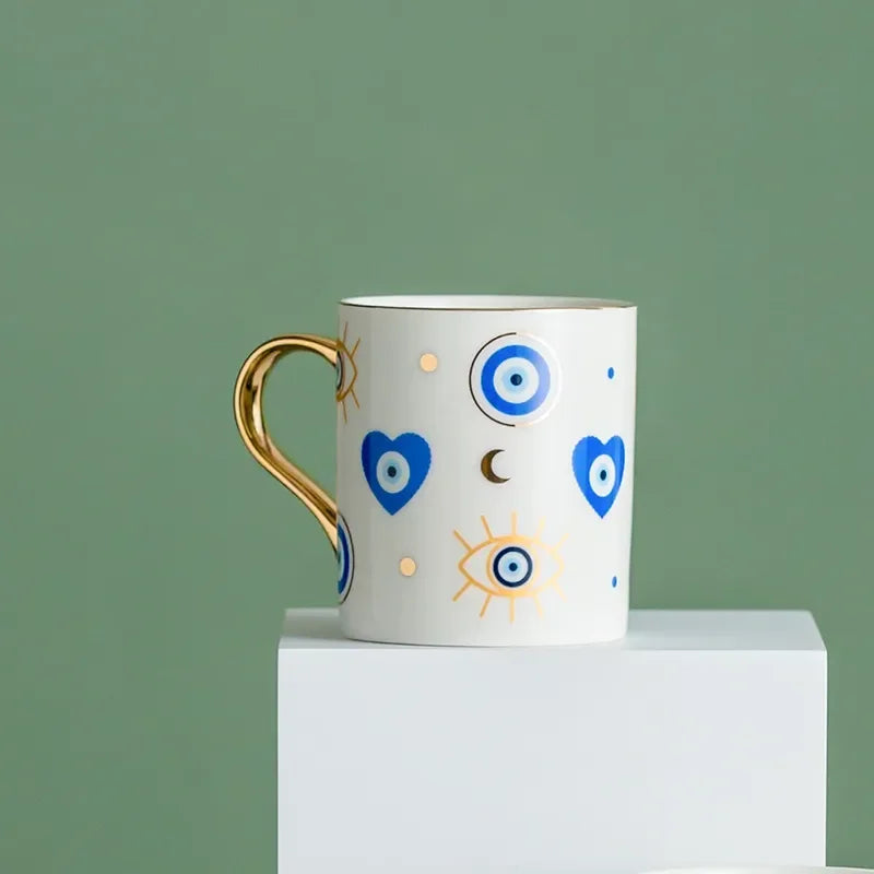 Hamsa Mão de Fátima Criativa Caneca De Café De Cerâmica, Copo De Novidade De Leite Turco, Olho Azul Malvado, Presentes Para Casais