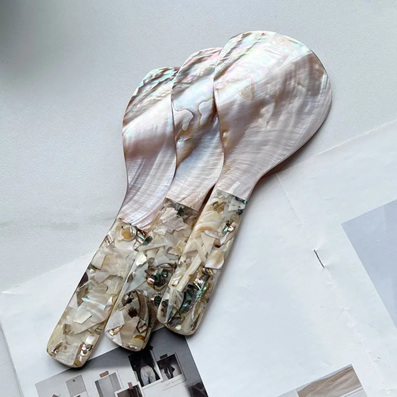 AhunderJiaz-Nordic Natural Concha Colher De Sopa, Colheres De Restaurante, Utensílio De Cozinha Retro Casa, Conjuntos De Louça