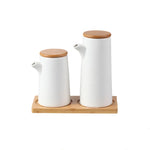 Frasco de tempero de cerâmica nórdico, molho de soja, bandeja de madeira, vinagre, conjunto doméstico de cozinha, suprimentos de combinação