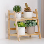 Rattan De Madeira Prateleira De Armazenamento, Desktop Stand Organizador, Trapezoidal Mesa, Display Rack, Escritório Estacionário, 2-Tier