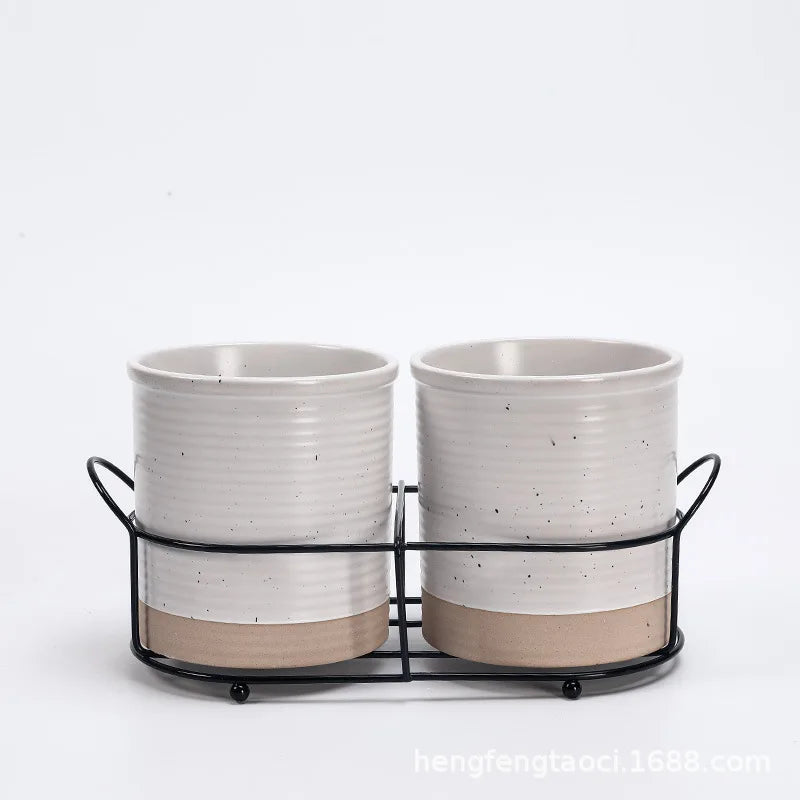 Bandeja De Cerâmica Criativa Pauzinhos, prateleira de mesa, planta em vaso, Pauzinhos domésticos Garfo Colher Caixa De Armazenamento, armazenamento De Lanches De Frutas