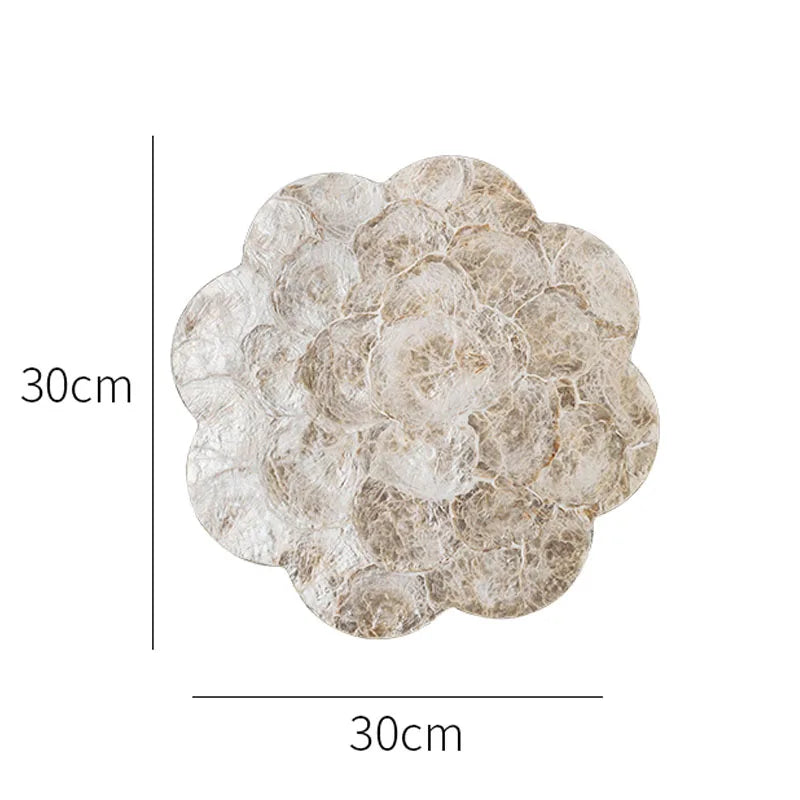 Ahunderjiaz-Luz Luxo Natural Shell Bandeja, Mesa De Jantar Isolamento Mat, Desktop Organizer, Flor Aparada Placemats Decorativos