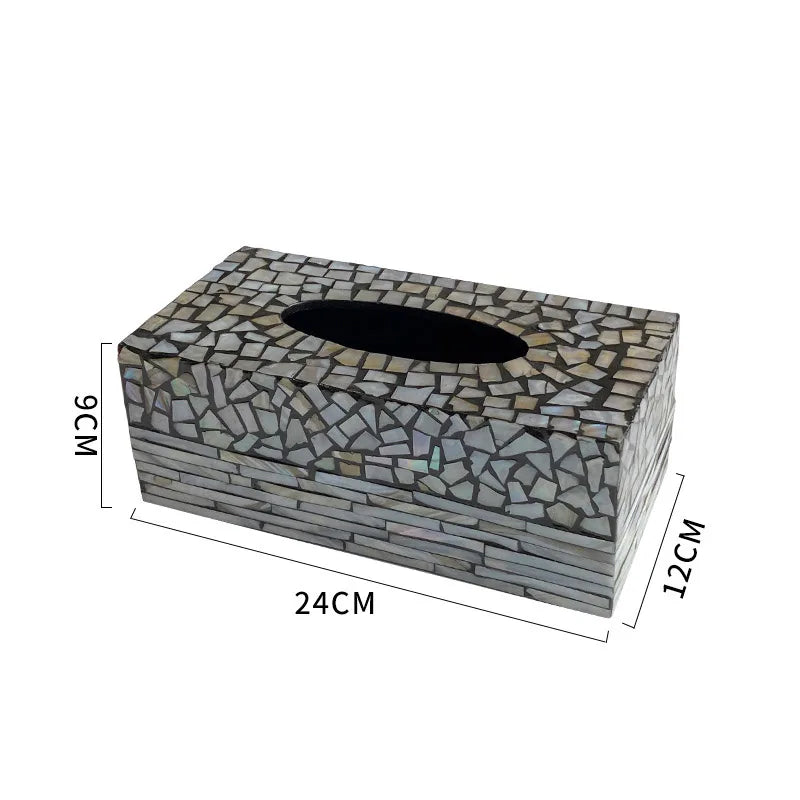 Ahunderjiaz-Caixa de tecido de concha colorida criativa, organizador de tecido, sala de estar, enfeites de mesa, decoração de casa