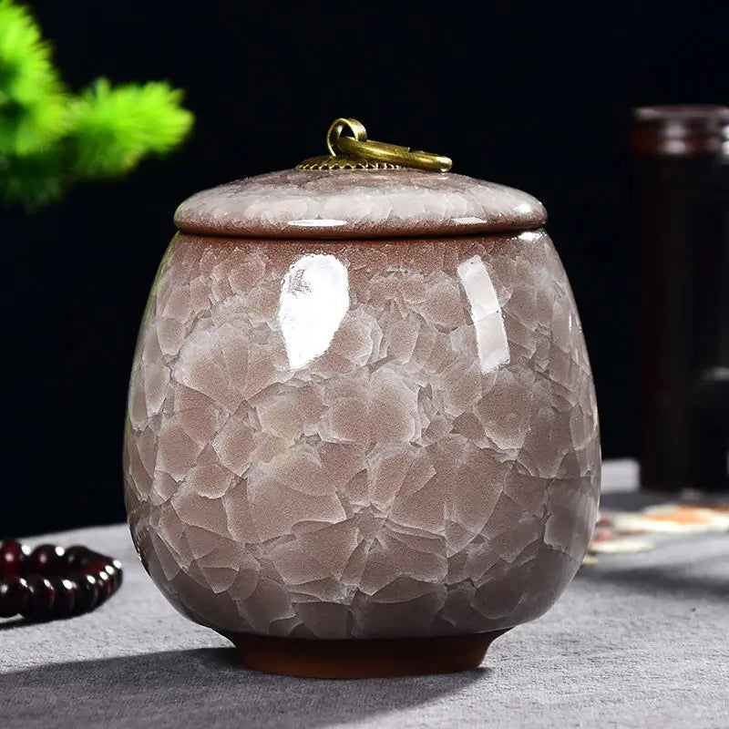 Criativo Ice Crack Cerâmica Chá Caddy, Mini Portátil Selado Jar, Castiçal, Vela Frasco com Tampa, Caixa De Jóias, Porcelana, Home Decor