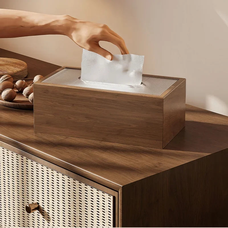 Estilo chinês Minimalista Caixa De Tecido De Madeira, Adequado Para Tecido Removível, Sala De Estar Em Casa, Quarto, Escritório, Desktop Ferramenta Organizadora