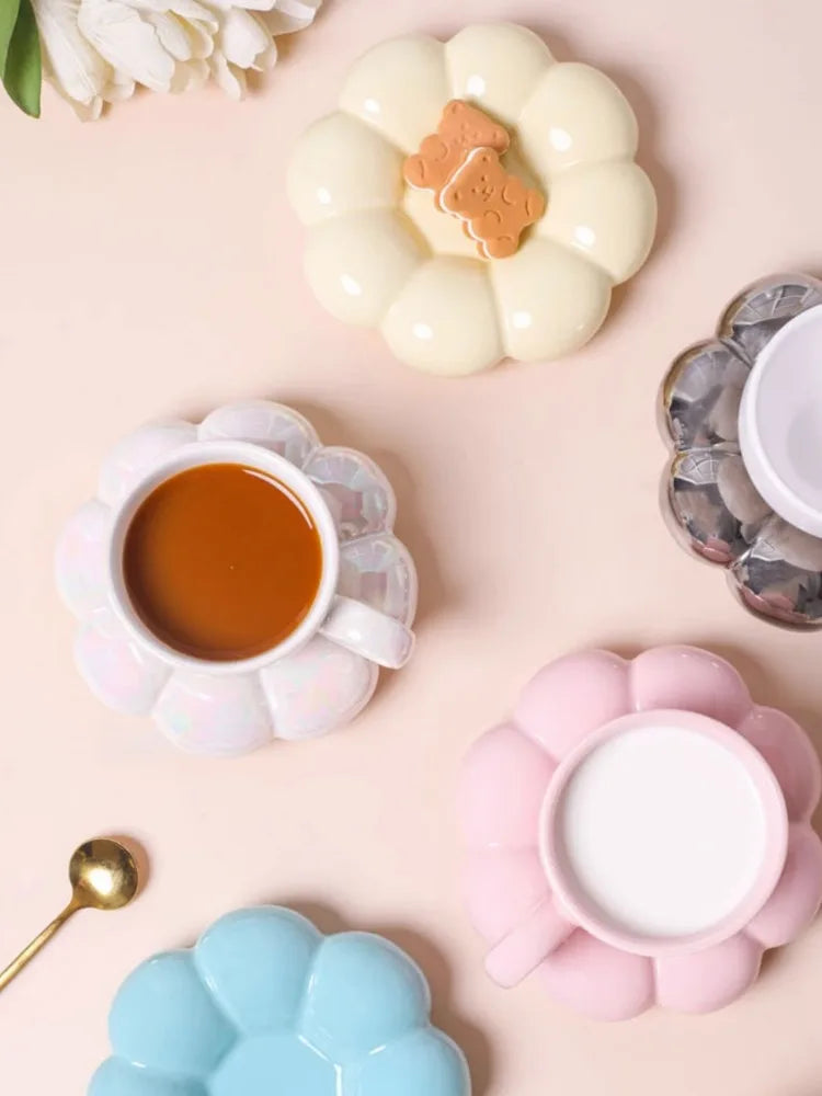 Ahunderjiaz-Modern Cloud Copo De Café De Cerâmica Com Coaster, Utensílios De Cozinha Conjunto, Casa, Escritório, Novo