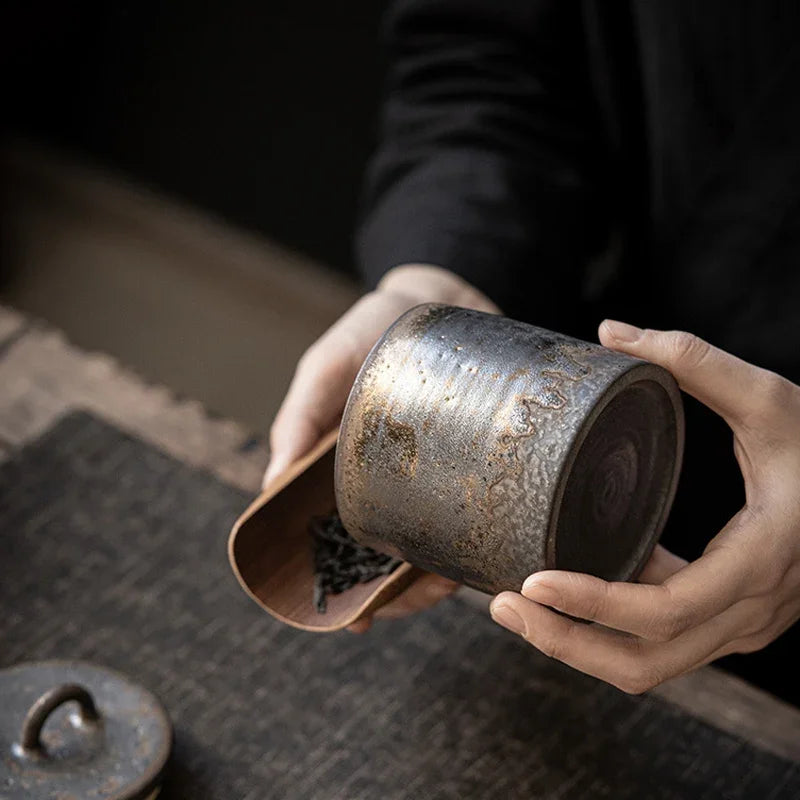 Frascos De Armazenamento Selados De Cerâmica Retro, grés De Chá, Resistente à Umidade, Frascos Japoneses, Quatro Estações, Jarra De Armazenamento Doméstico