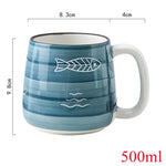 Copo cerâmico com leite matinal com alça, estilo tradicional, suco, café, cerveja, sopa, chá da tarde, escritório, presente para pessoas, 500ml