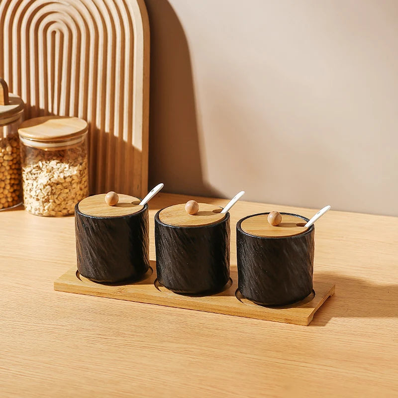 Jarra de cerâmica com padrão de pedra criativa, pote de óleo, garrafa de pimenta, cozinha doméstica, pimenta, açúcar, sal, recipiente de armazenamento de alimentos