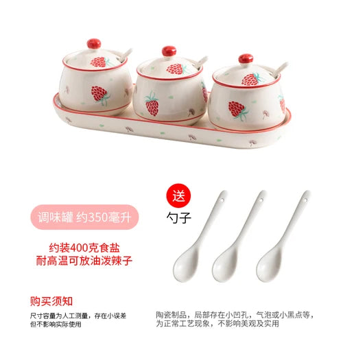 Moderno conjunto de três peças caixa de tempero de cerâmica pote de especiarias casa sal frasco de açúcar molho de soja garrafa de vinagre acessórios de cozinha novo