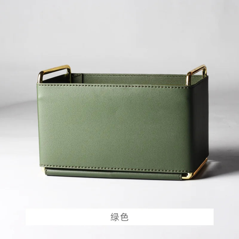 Ahunderjiaz-Cesta De Armazenamento De Couro De Ferro, Caixa De Armazenamento Para Sala De Estar, Desktop, Jóias, Decoração Do Lar, Luxo