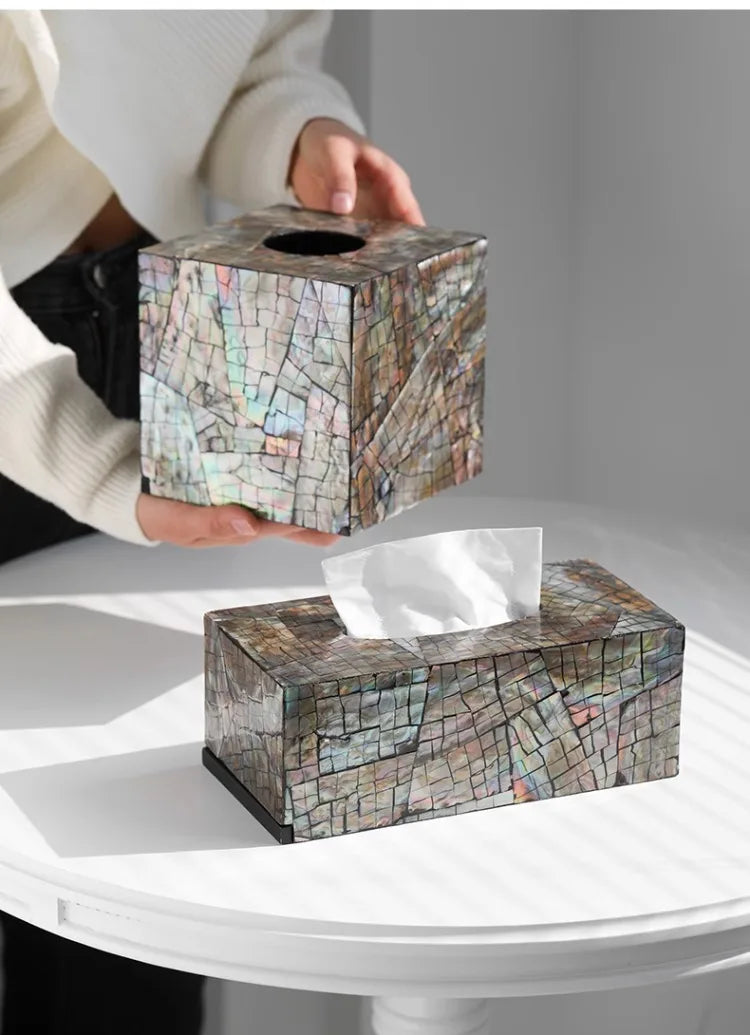 Ahunderjiaz-Original Colorido Shell Caixa De Tecido, Sala De Armazenamento, Luz, Luxo, Casa, Cozinha, Ornamentos Decorativos