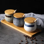 Frasco De Tempero De Cerâmica Com Colher, Frasco De Especiarias De Açúcar De Sal, Conjunto De Caixa De Tempero De Glutamato Monossódico, Suprimentos De Cozinha Vintage