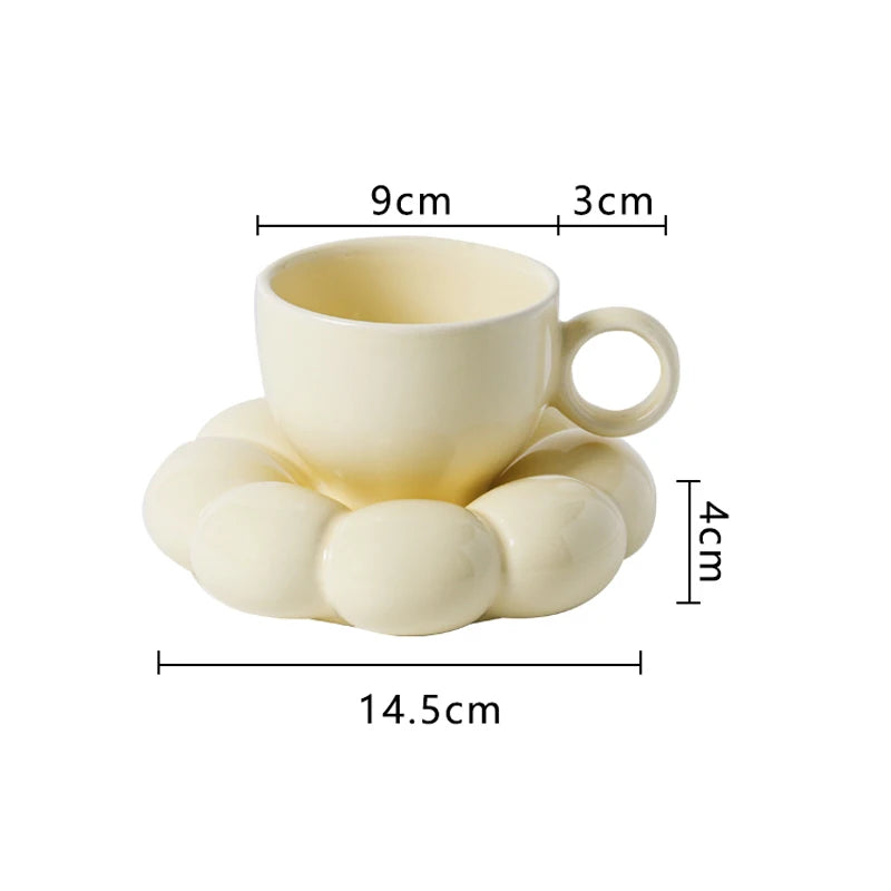 Ahunderjiaz-Modern Cloud Copo De Café De Cerâmica Com Coaster, Utensílios De Cozinha Conjunto, Casa, Escritório, Novo