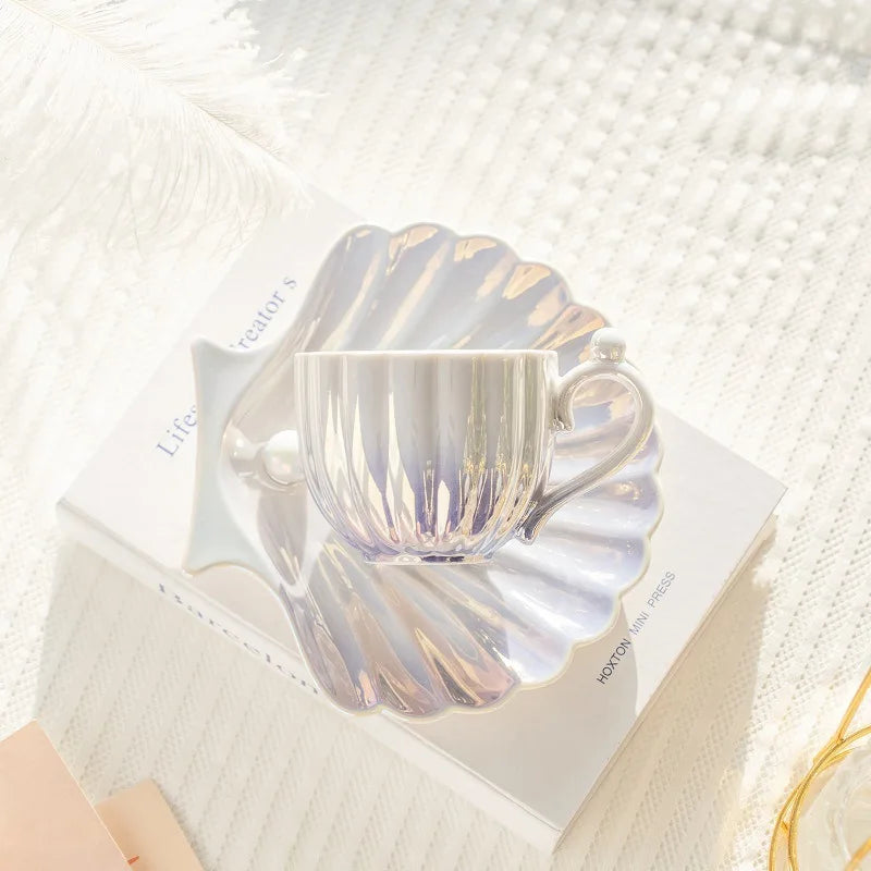 Pérola Shell Caneca De Café, Criativo Pequeno-almoço Xícara e Pires, Home Drinking Set, Presente De Aniversário Da Menina com Caixa De Presente, Home Decoratio