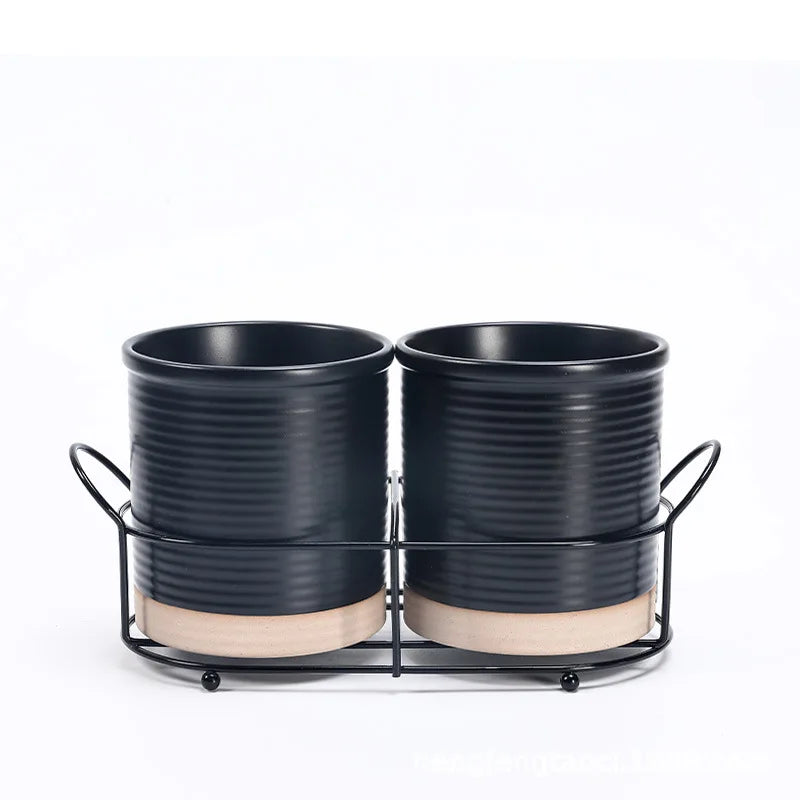 Bandeja De Cerâmica Criativa Pauzinhos, prateleira de mesa, planta em vaso, Pauzinhos domésticos Garfo Colher Caixa De Armazenamento, armazenamento De Lanches De Frutas