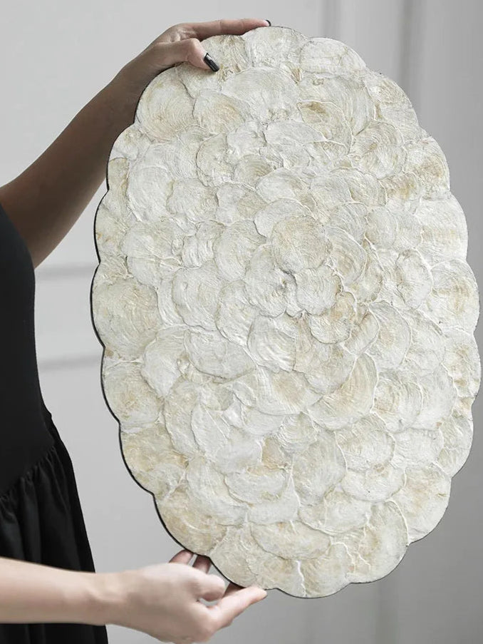 Ahunderjiaz-Luz Luxo Natural Shell Bandeja, Mesa De Jantar Isolamento Mat, Desktop Organizer, Flor Aparada Placemats Decorativos