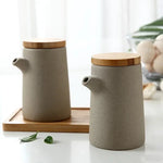 Frasco de tempero de cerâmica nórdico, molho de soja, bandeja de madeira, vinagre, conjunto doméstico de cozinha, suprimentos de combinação