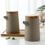 Frasco de tempero de cerâmica nórdico, molho de soja, bandeja de madeira, vinagre, conjunto doméstico de cozinha, suprimentos de combinação