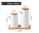 Frasco de tempero de cerâmica nórdico, molho de soja, bandeja de madeira, vinagre, conjunto doméstico de cozinha, suprimentos de combinação