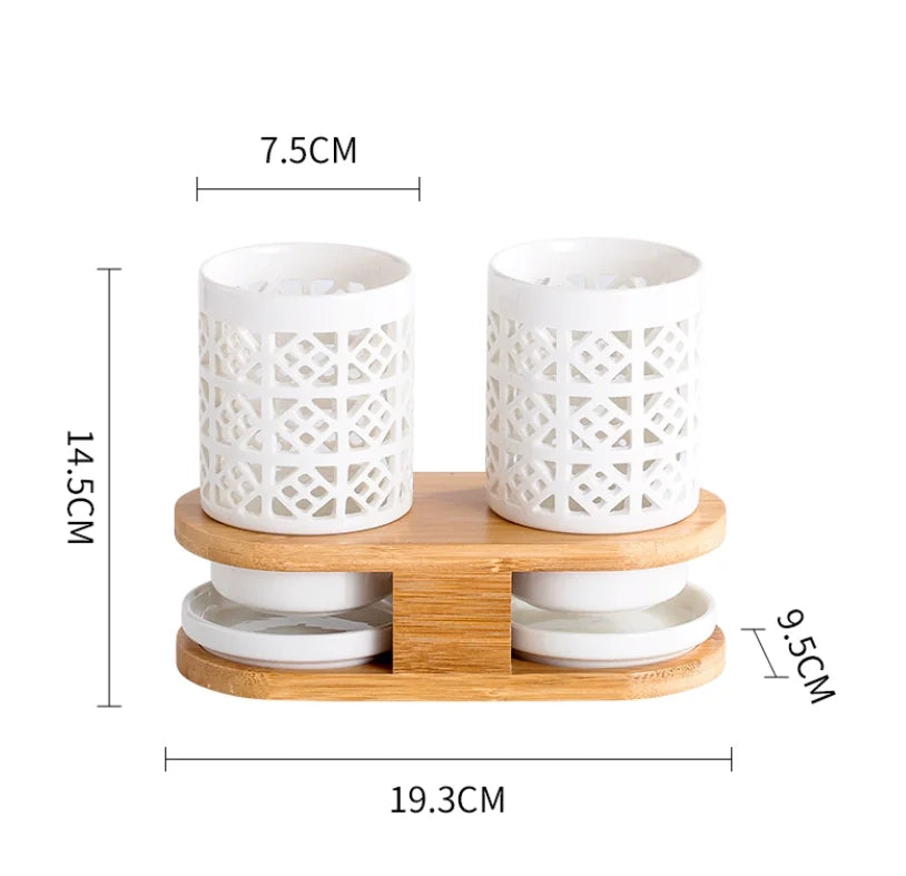 Conjunto de hashis de cerâmica, conjunto multifuncional de tubos para armazenamento de colher, hashi e garfo caixa de armazenamento de cozinha