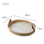 Wabi-Sabi Estilo Natural Shell Fruit Plate, Cesta De Sobremesa, Bandeja De Armazenamento De Rattan Artesanal, Banheiro Decoração De Casa Organização