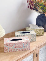 Ahunderjiaz-Caixa de tecido de concha colorida criativa, organizador de tecido, sala de estar, enfeites de mesa, decoração de casa