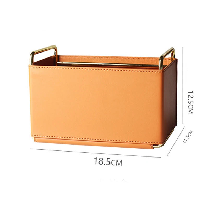 Ahunderjiaz-Cesta De Armazenamento De Couro De Ferro, Caixa De Armazenamento Para Sala De Estar, Desktop, Jóias, Decoração Do Lar, Luxo