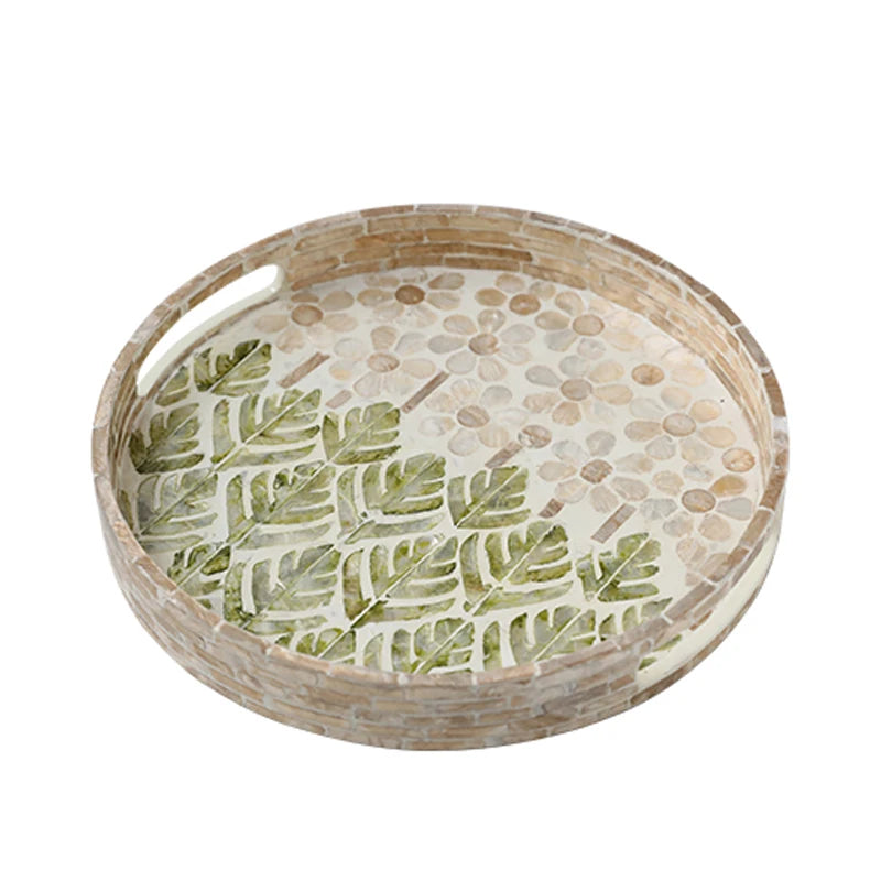 Ahunderjiaz-Prato De Frutas De Casa Redonda De Luxo Leve Shell, Armazenamento De Jóias, Bandeja De Decoração, Estilo Escandinavo, Decoração De Casa