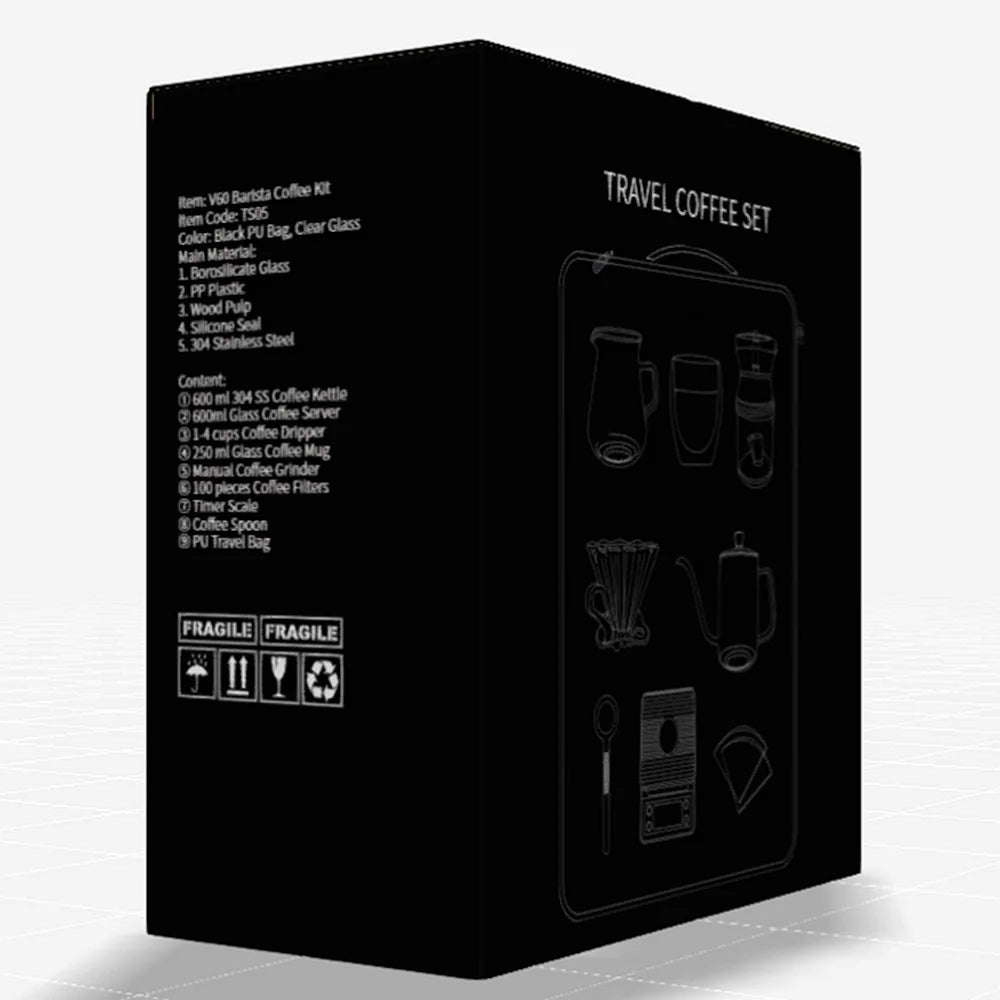 Outdoor Hand Brew Coffee Maker Set, Cafeteira de viagem com saco de armazenamento, Copo de filtro, Combinação Pour-Over Kettle