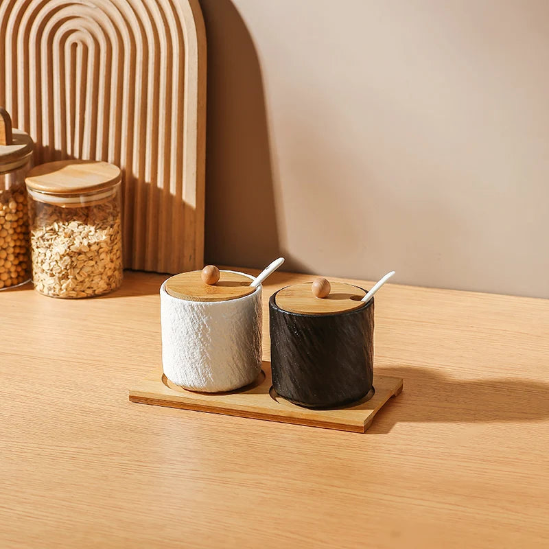 Jarra de cerâmica com padrão de pedra criativa, pote de óleo, garrafa de pimenta, cozinha doméstica, pimenta, açúcar, sal, recipiente de armazenamento de alimentos