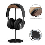 Preto Walnut Madeira e Alumínio Headphone Stand, Nature Walnut Gaming Headset Holder, Base de Metal Sólida, Table Desk Display