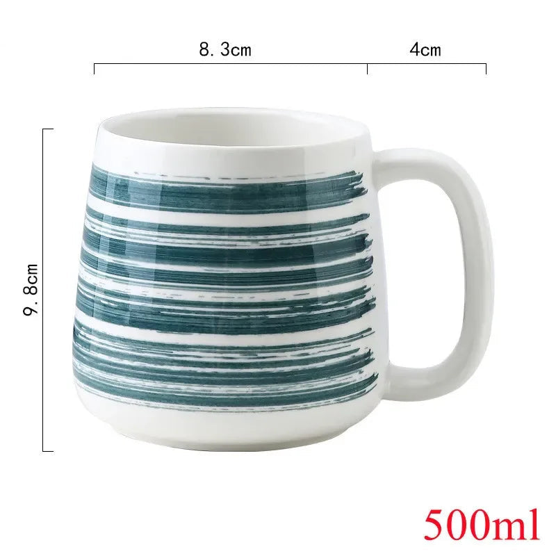 Copo cerâmico com leite matinal com alça, estilo tradicional, suco, café, cerveja, sopa, chá da tarde, escritório, presente para pessoas, 500ml