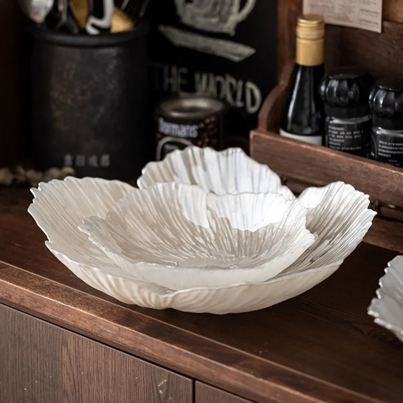 Ahinderjiaz-Bandeja De Flor De Cristal Nórdico, Placa De Salada De Frutas De Vidro Simples, INS Household Fashion Tableware Set, Home Acessórios