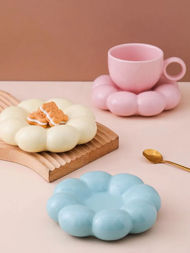 Ahunderjiaz-Modern Cloud Copo De Café De Cerâmica Com Coaster, Utensílios De Cozinha Conjunto, Casa, Escritório, Novo