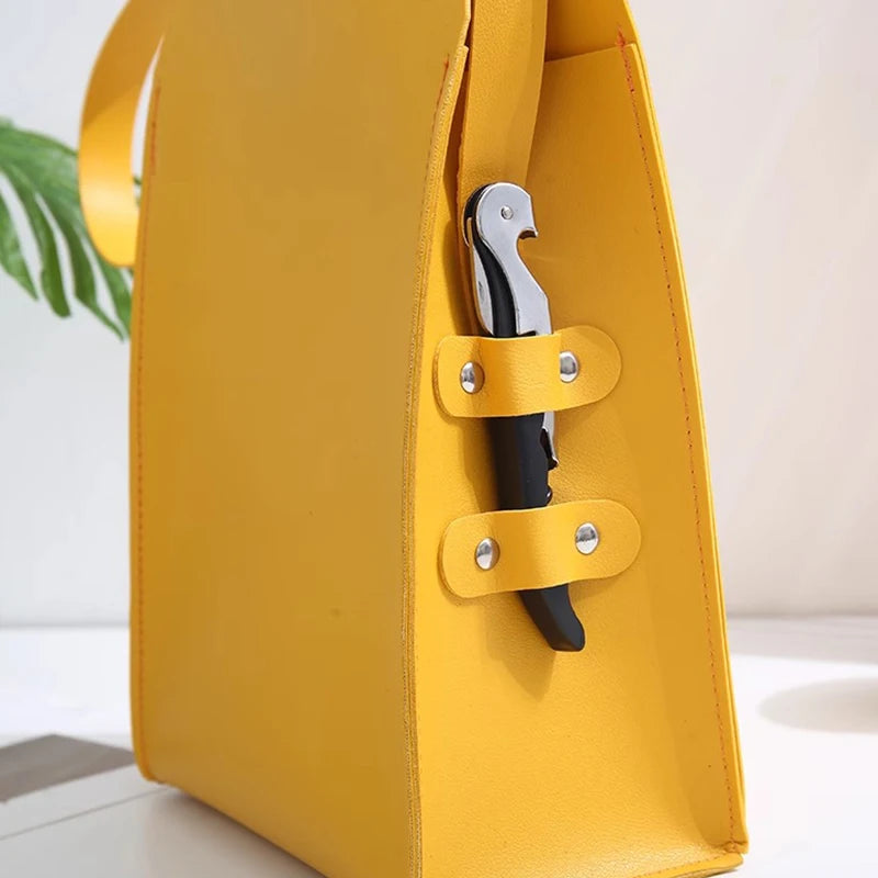 Saco de embalagem do vinho vermelho do couro do plutônio com alças, portadores reutilizáveis do vinho, bolsa de champanhe, saco de embalagem de 2 garrafas