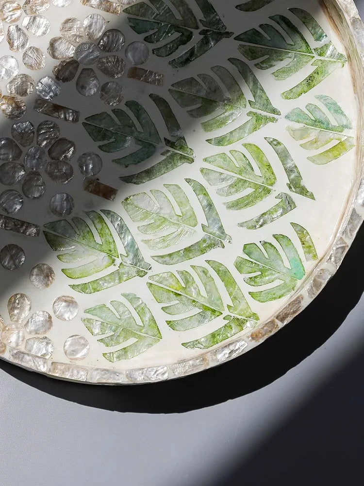 Ahunderjiaz-Prato De Frutas De Casa Redonda De Luxo Leve Shell, Armazenamento De Jóias, Bandeja De Decoração, Estilo Escandinavo, Decoração De Casa