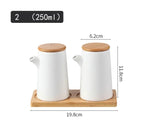 Frasco de tempero de cerâmica nórdico, molho de soja, bandeja de madeira, vinagre, conjunto doméstico de cozinha, suprimentos de combinação