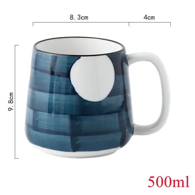 Copo cerâmico com leite matinal com alça, estilo tradicional, suco, café, cerveja, sopa, chá da tarde, escritório, presente para pessoas, 500ml