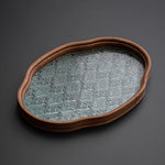 Bandeja de vidro com flores da begônia, xícara de chá, organizador de joias, bandeja para festa, sala de hóspedes, sala de jantar, evento