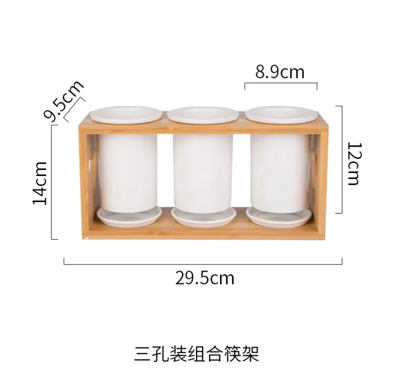 Conjunto de hashis de cerâmica, conjunto multifuncional de tubos para armazenamento de colher, hashi e garfo caixa de armazenamento de cozinha