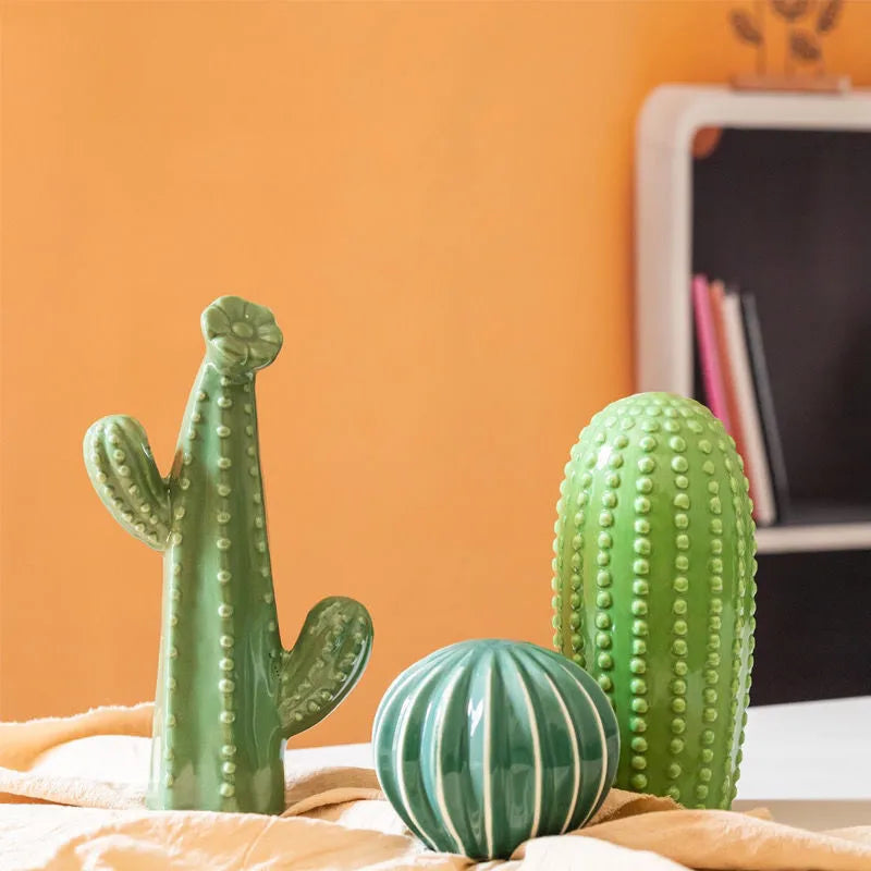 Nordic cerâmica artesanato simulação cactus ornamentos arte decorativa mobiliário doméstico fotografia adereços verde decoração do quarto