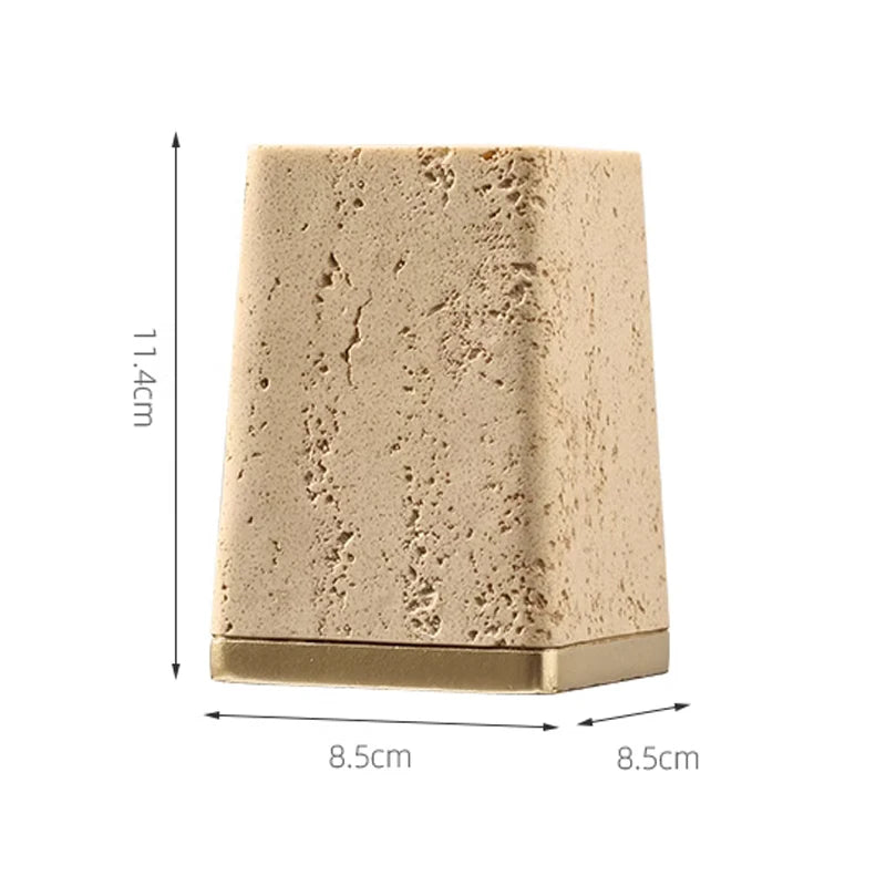 Ahunderjiaz Wabi-Sabi Estilo Natural Amarelo Caverna Pedra Caixa De Armazenamento, Criativo Desktop Pen Titular Ornamentos, Decoração Para Casa