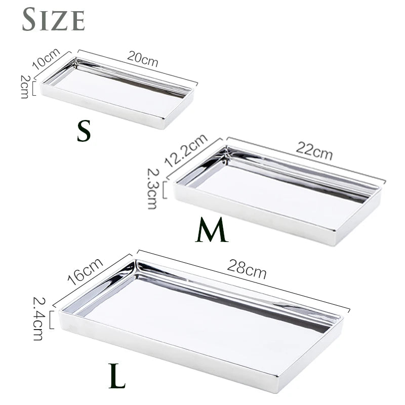 Bandeja De Cerâmica De Prata Galvanizada Bandeja Retangular De Armazenamento De Jóias Ornamento De Sala De Estar Decoração De Casa, Luxo Acessível