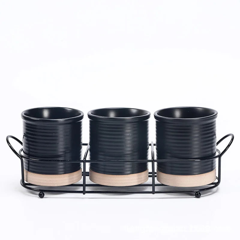 Bandeja De Cerâmica Criativa Pauzinhos, prateleira de mesa, planta em vaso, Pauzinhos domésticos Garfo Colher Caixa De Armazenamento, armazenamento De Lanches De Frutas