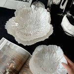 Ahinderjiaz-Bandeja De Flor De Cristal Nórdico, Placa De Salada De Frutas De Vidro Simples, INS Household Fashion Tableware Set, Home Acessórios