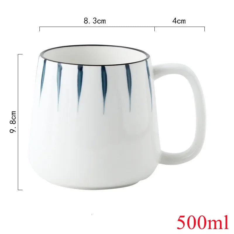 Copo cerâmico com leite matinal com alça, estilo tradicional, suco, café, cerveja, sopa, chá da tarde, escritório, presente para pessoas, 500ml