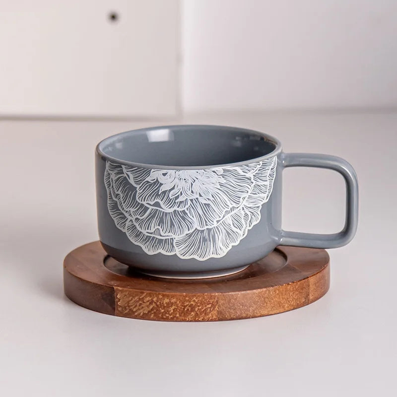 Retro Elegante Copo De Café De Cerâmica, Design Original, Copos De Chá Da Tarde, Copos De Madeira, Copo De Água De Escritório, Canecas De Leite, Copos